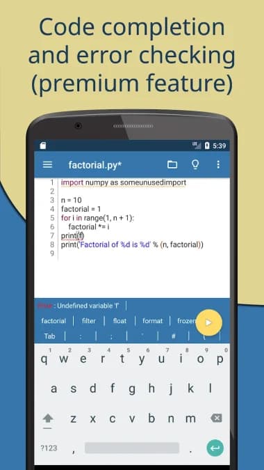 Pydroid 3 - IDE for Python 3 — لقطة شاشة 1